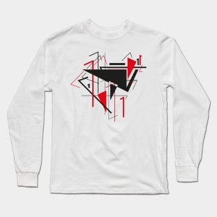 Abstract Art Number 1 - Black and Red Long Sleeve T-Shirt